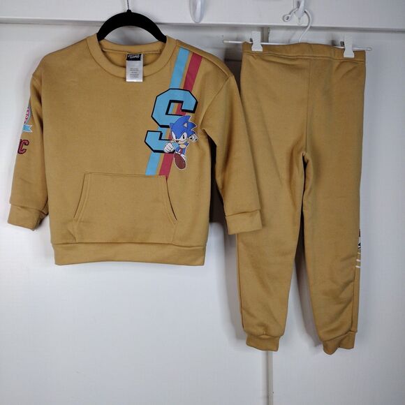Sonic The Hedgehog Pants And Sweatshirt Set Kids Size 5 Tan - Picture 1 of 7